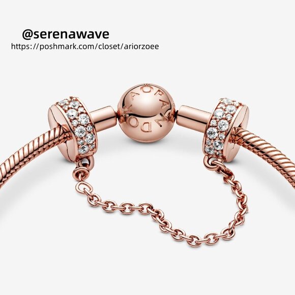 Pandora Clear Pavé Safety Chain Clip Charm - Picture 3 of 4